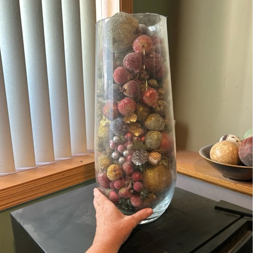 Giant Glass Vase with Multicolor Decorative Orbs